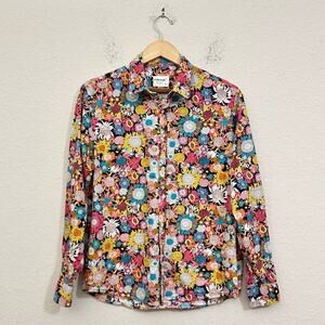 TUNEVUSE Shirt Colorful Floral Botanical Button Up Long Sleeve Regular Fit